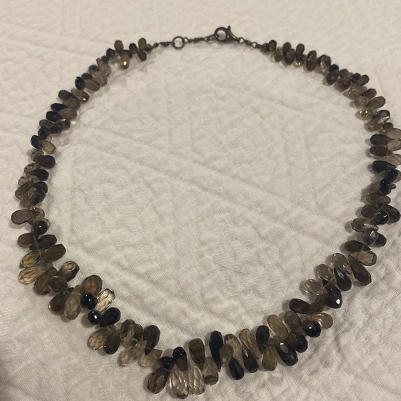 SMOKY TOPEZ NECKLACE IN STERLING SILVER - Picture 6 of 7